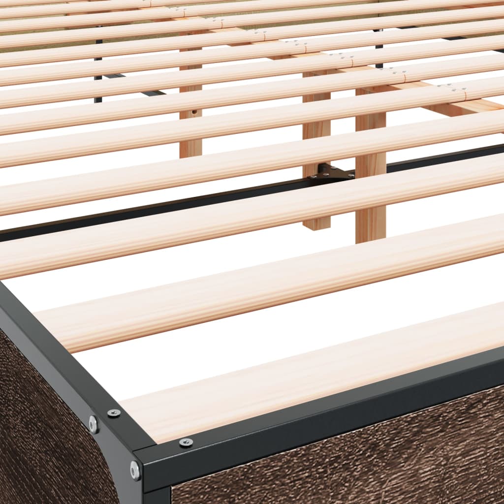 Bed Frame without Mattress Brown Oak 140x190 cm