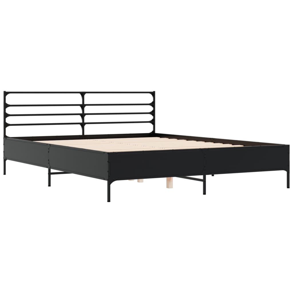Modern Wooden & Metal King Size 150cm Bed Frame Base With Headboard