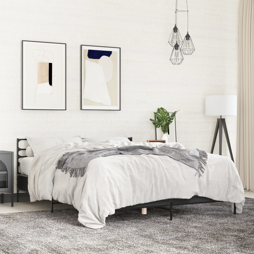 Modern Wooden & Metal King Size 150cm Bed Frame Base With Headboard