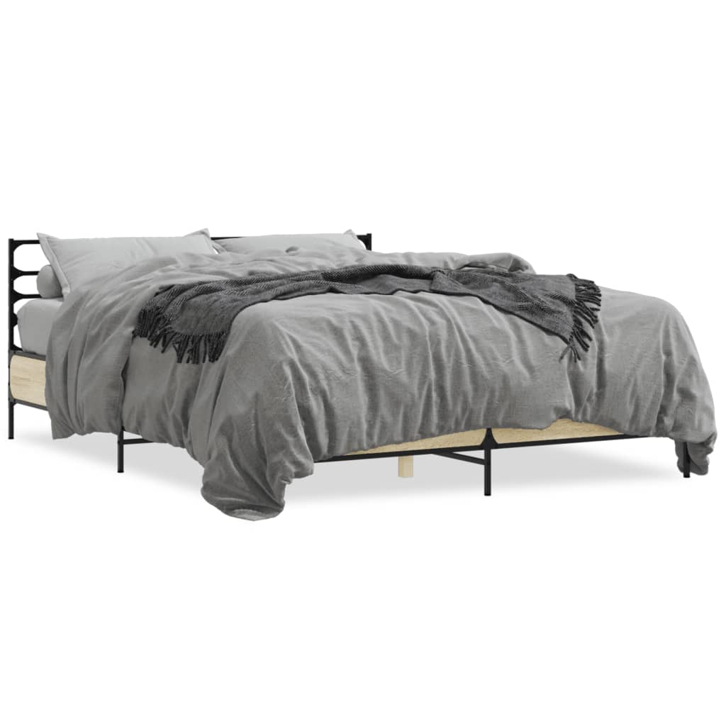 Modern Wooden & Metal King Size 150cm Bed Frame Base With Headboard