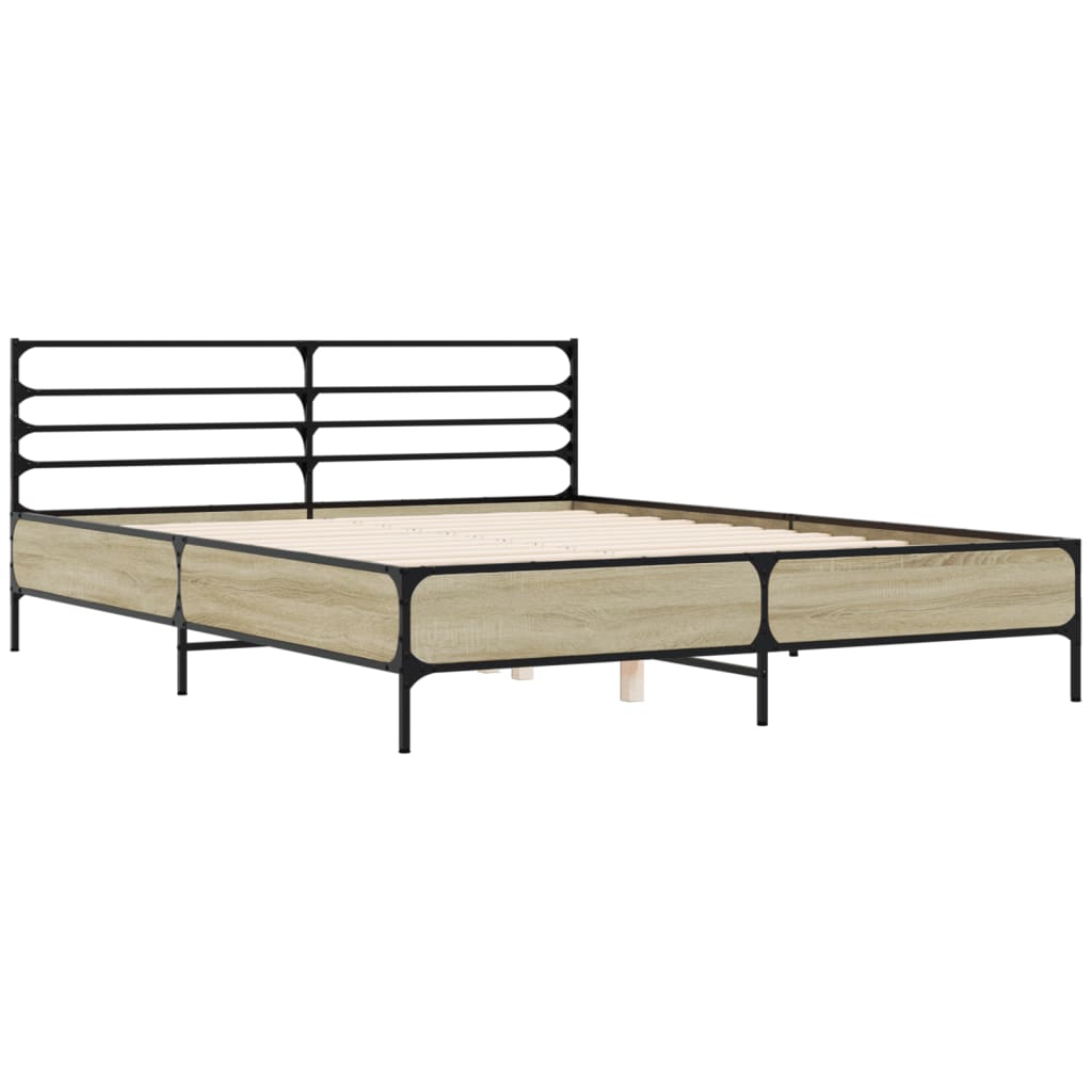 Modern Wooden & Metal King Size 150cm Bed Frame Base With Headboard