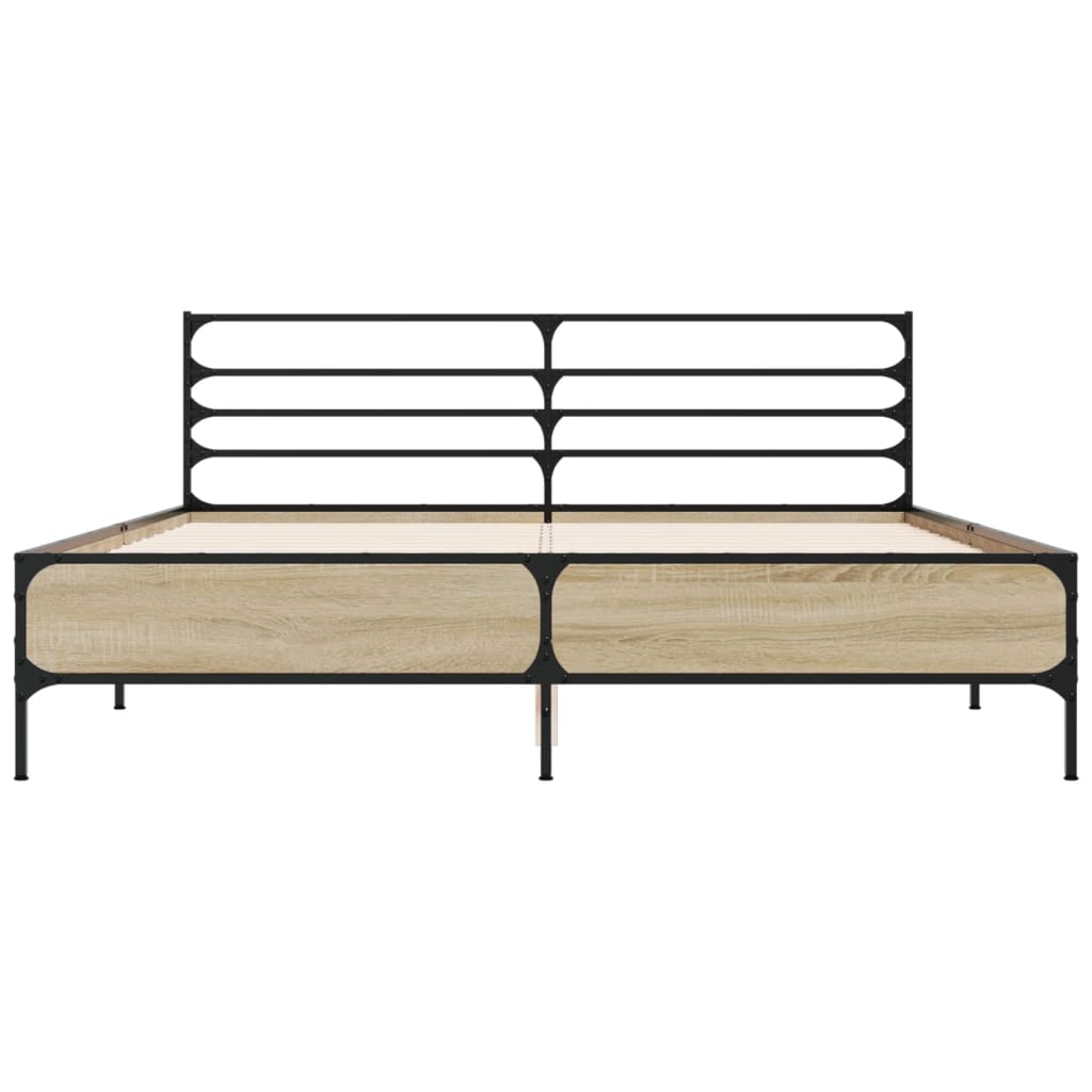 Modern Wooden & Metal King Size 150cm Bed Frame Base With Headboard