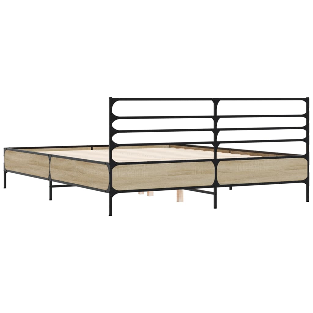 Modern Wooden & Metal King Size 150cm Bed Frame Base With Headboard