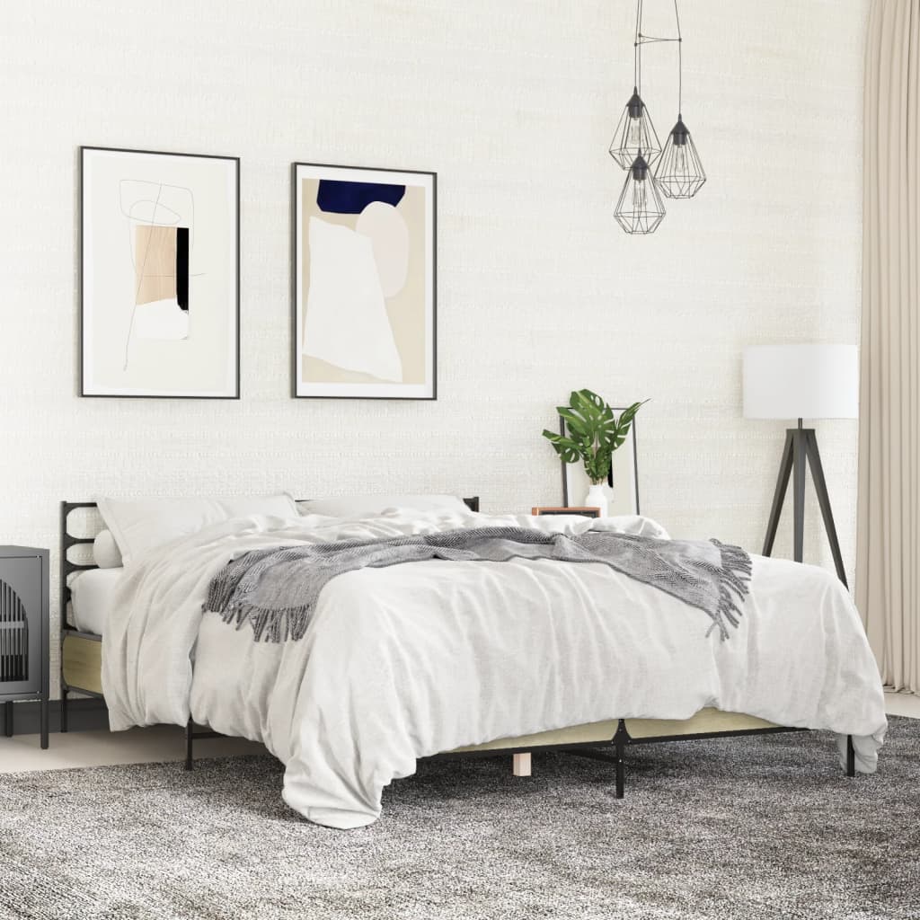 Modern Wooden & Metal King Size 150cm Bed Frame Base With Headboard