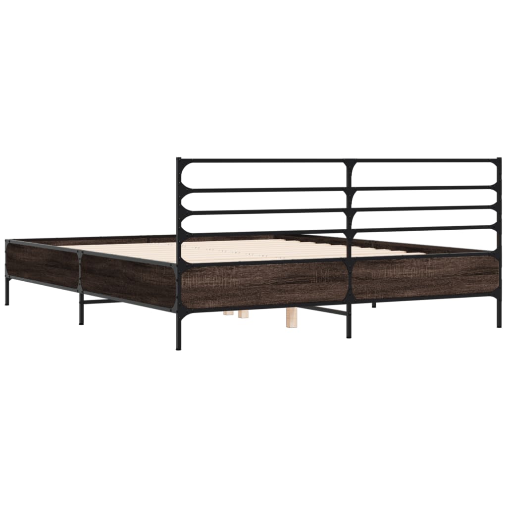 Modern Wooden & Metal King Size 150cm Bed Frame Base With Headboard