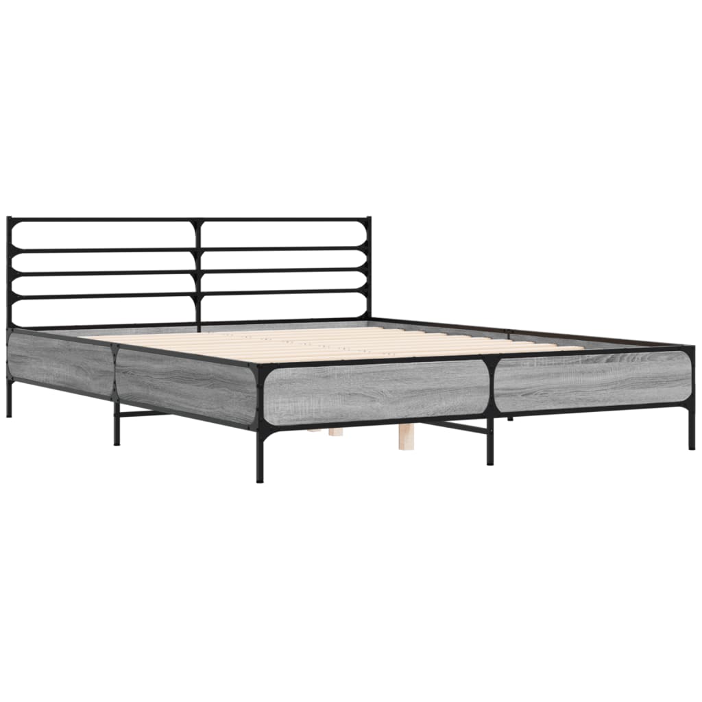 Modern Wooden & Metal King Size 150cm Bed Frame Base With Headboard