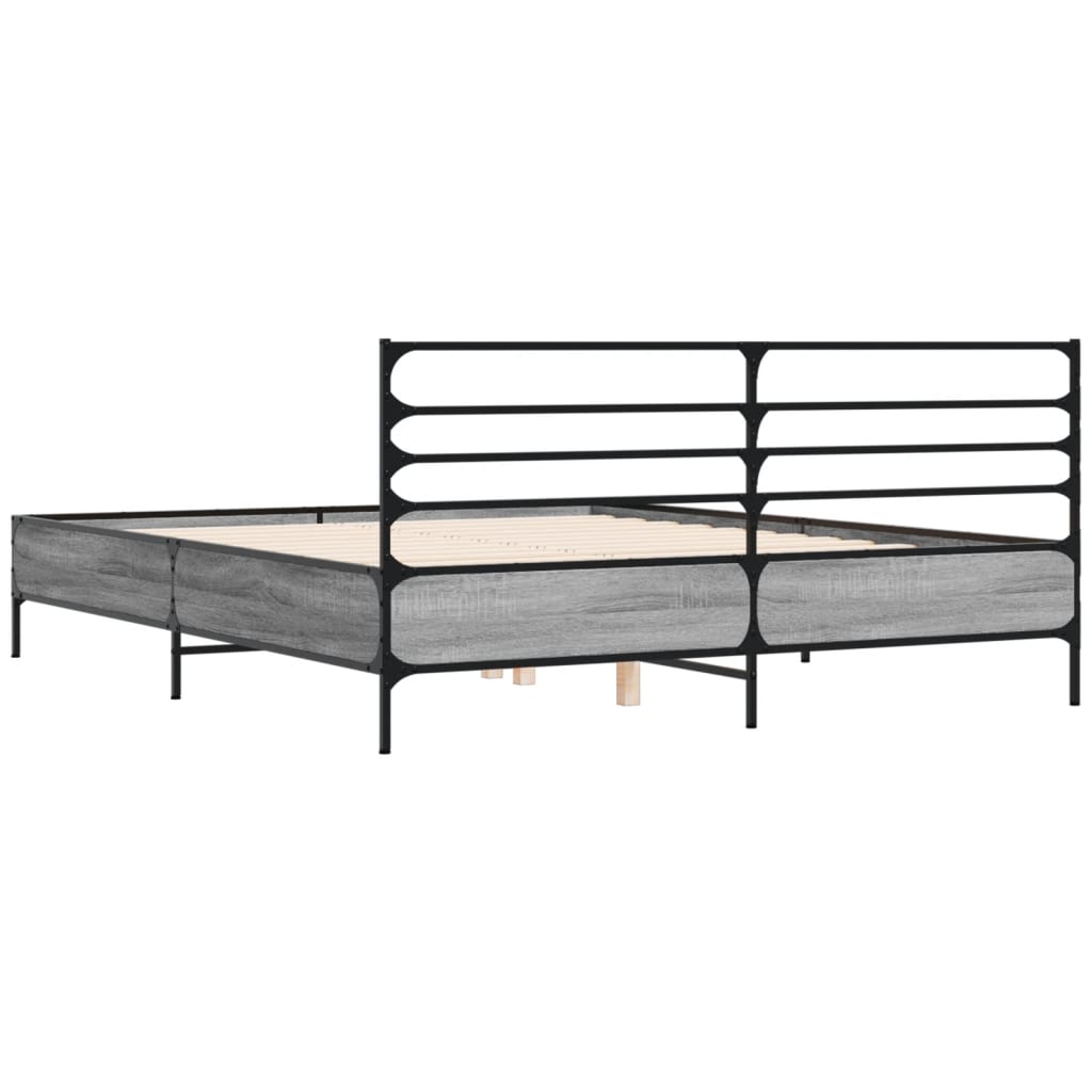 Modern Wooden & Metal King Size 150cm Bed Frame Base With Headboard