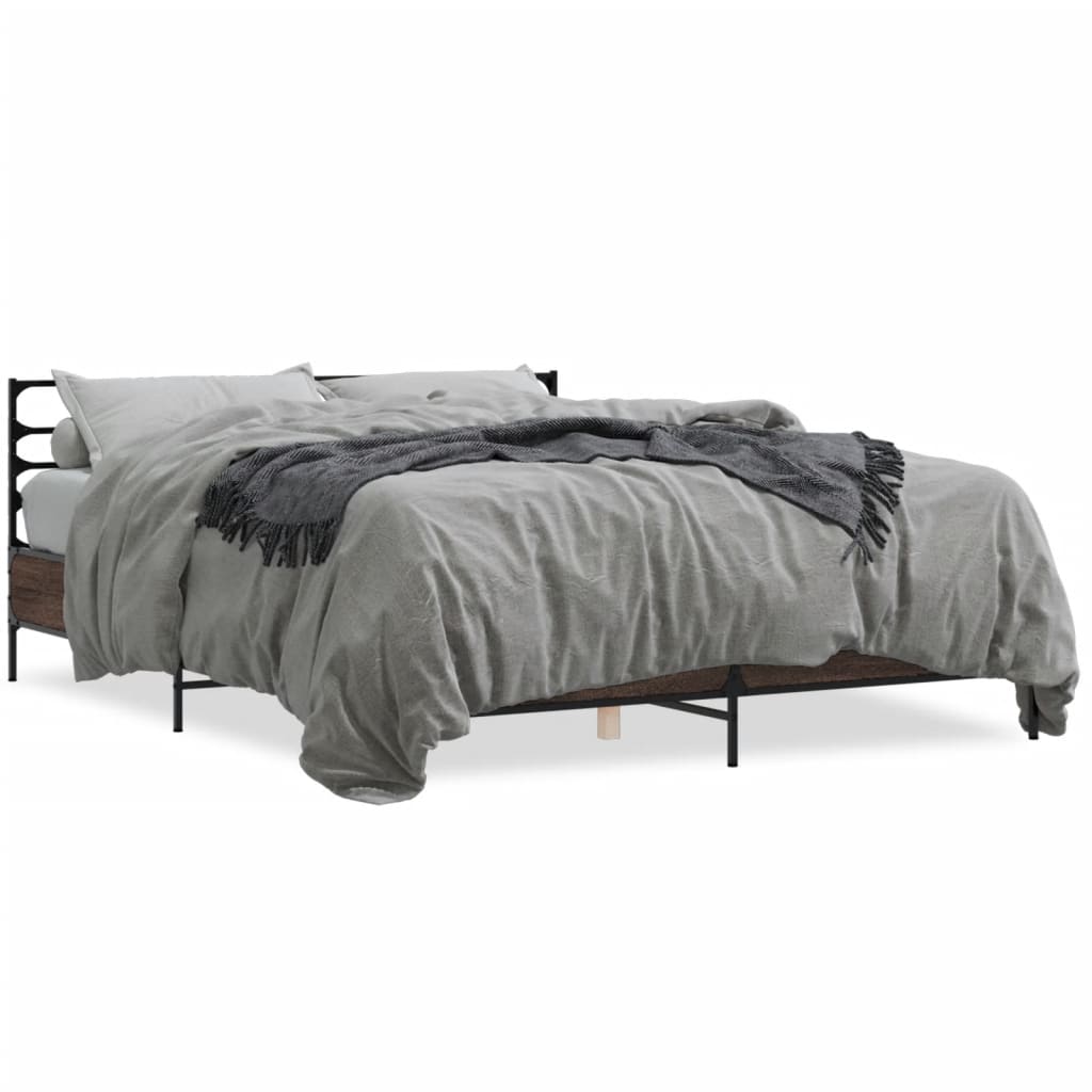 Modern Wooden & Metal King Size 150cm Bed Frame Base With Headboard