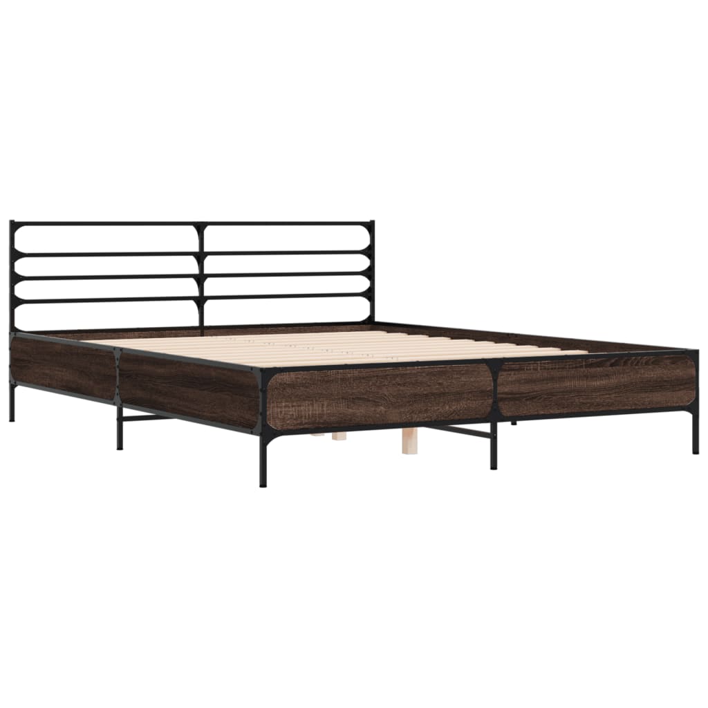 Modern Wooden & Metal King Size 150cm Bed Frame Base With Headboard
