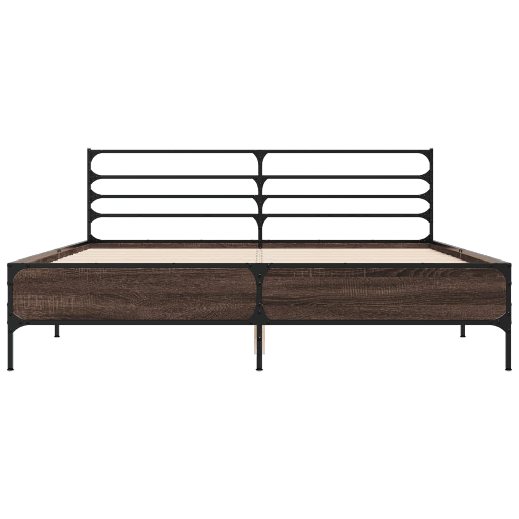 Modern Wooden & Metal King Size 150cm Bed Frame Base With Headboard