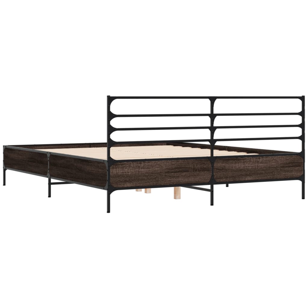 Modern Wooden & Metal King Size 150cm Bed Frame Base With Headboard