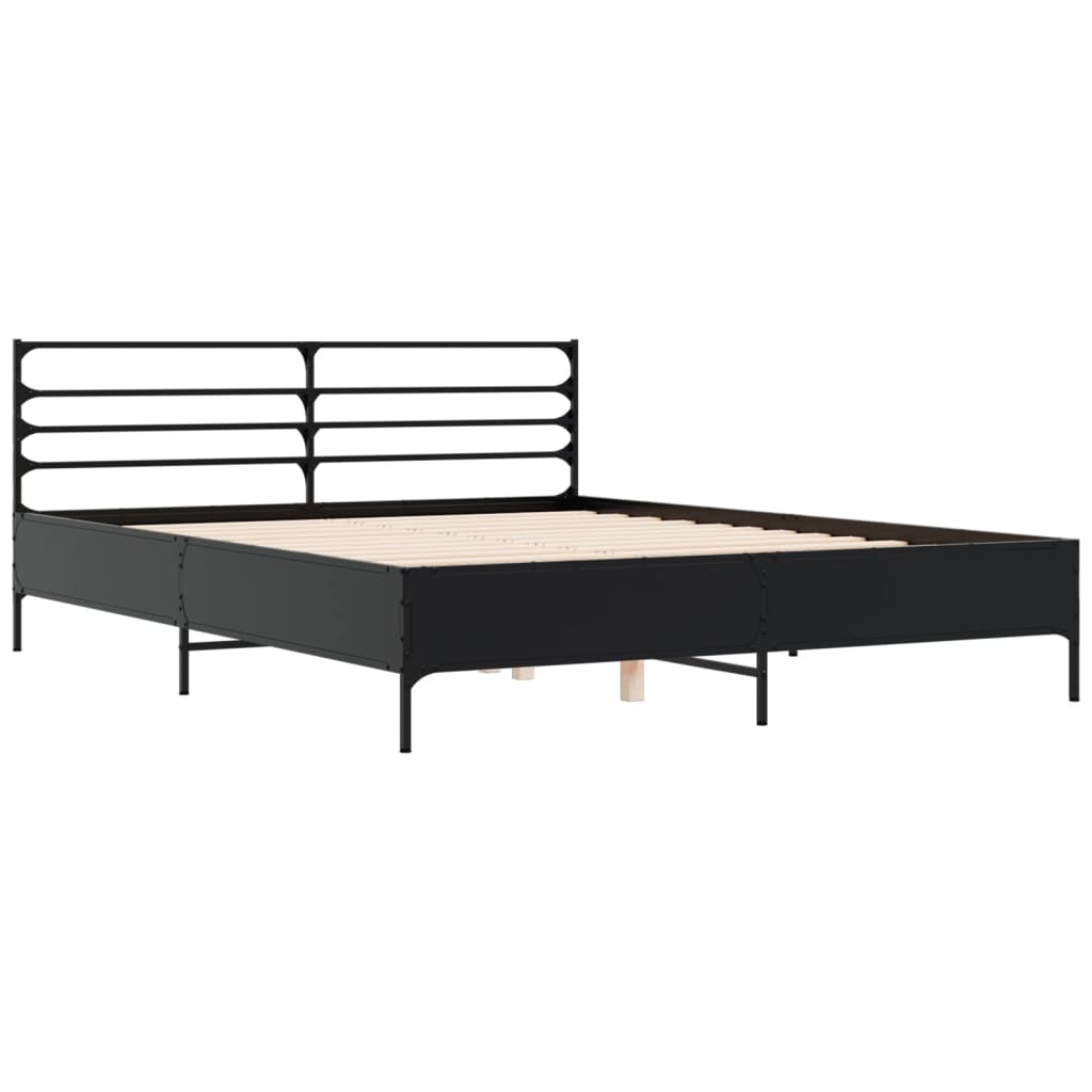 Modern Wooden & Metal Queen Size 160cm Bed Frame Base With Headboard
