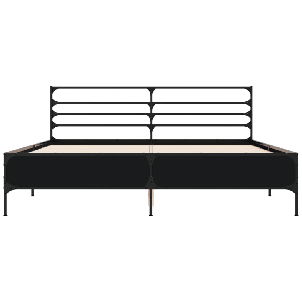 Modern Wooden & Metal Queen Size 160cm Bed Frame Base With Headboard
