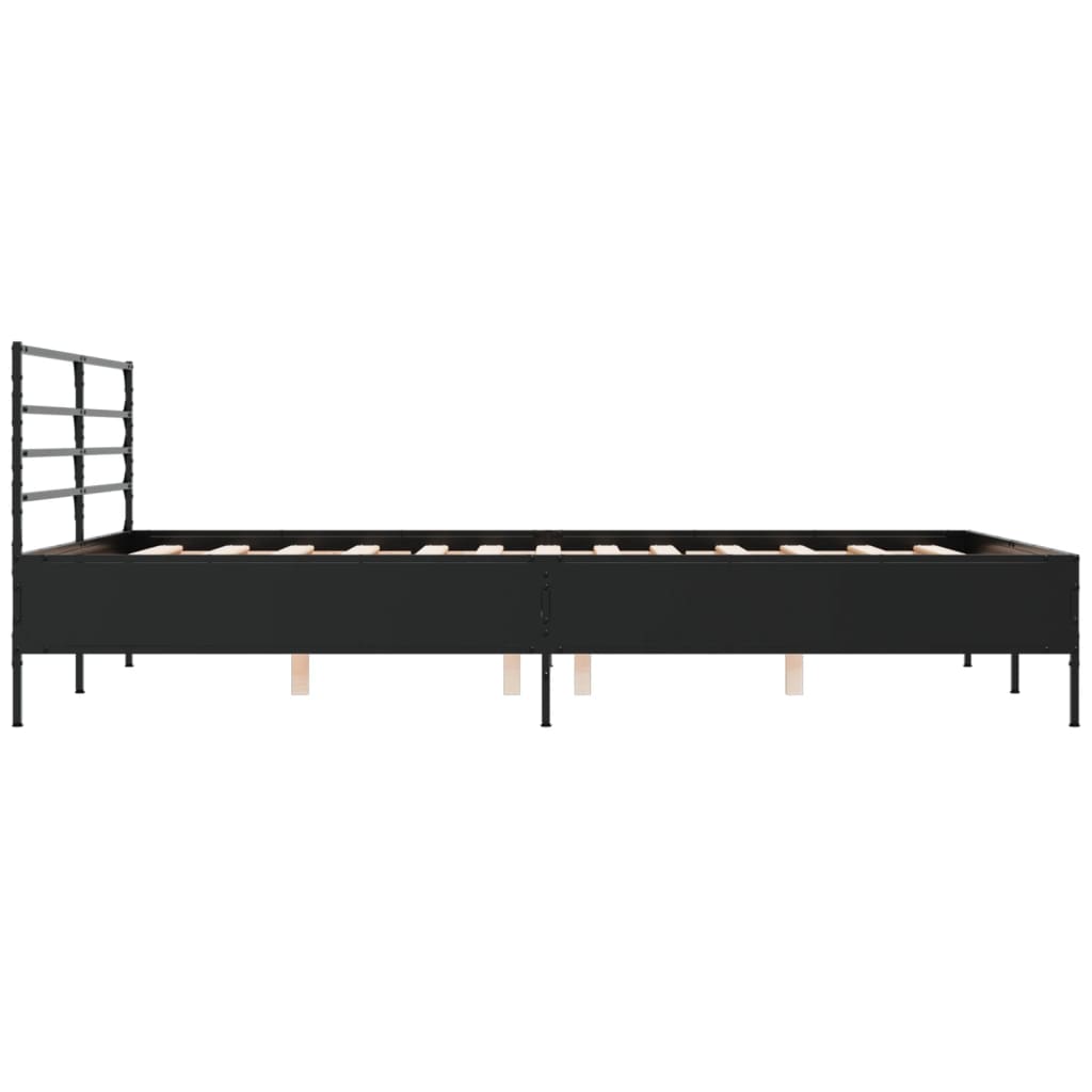 Modern Wooden & Metal Queen Size 160cm Bed Frame Base With Headboard