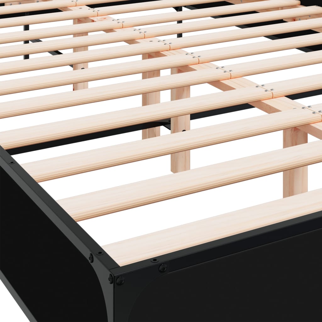 Modern Wooden & Metal Queen Size 160cm Bed Frame Base With Headboard