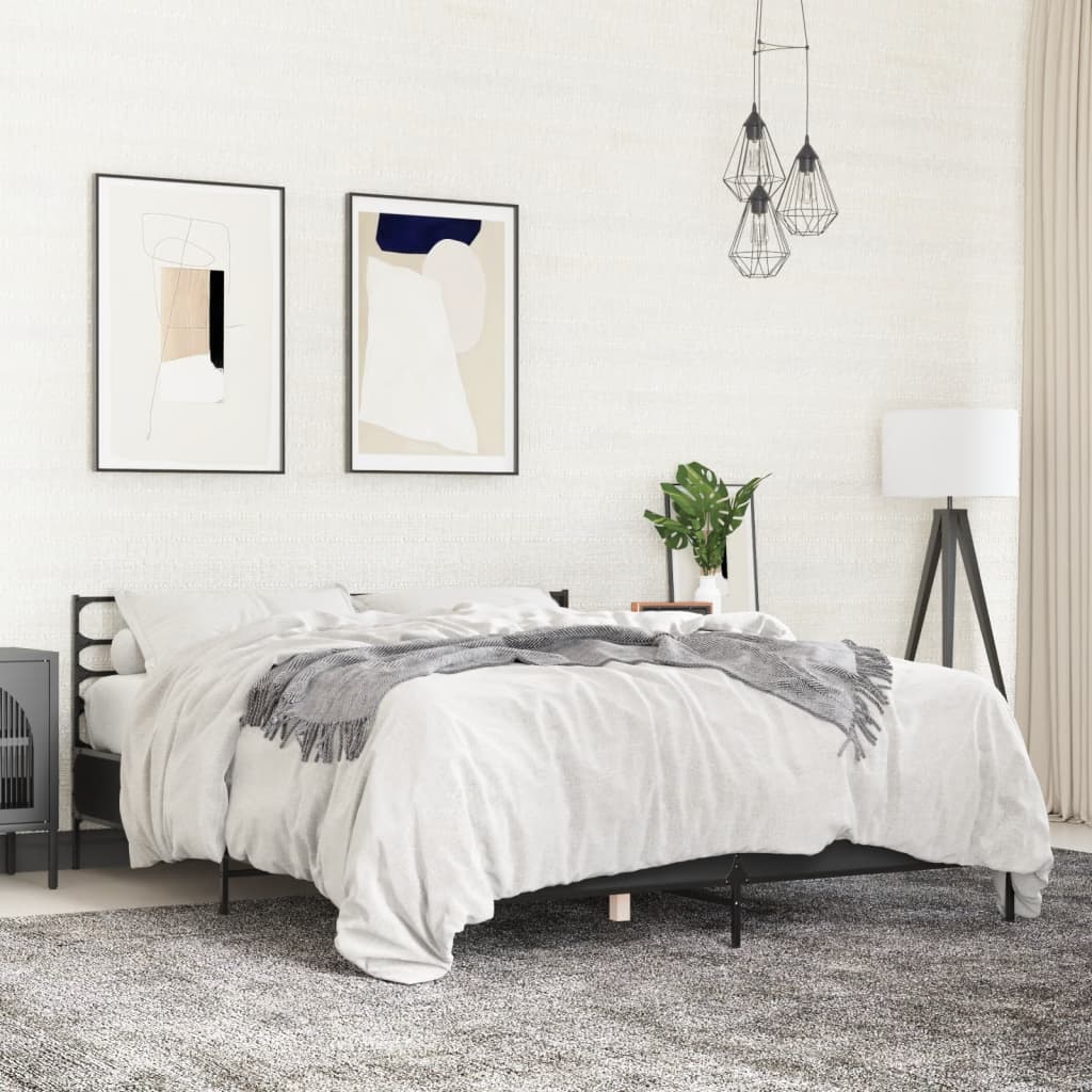 Modern Wooden & Metal Queen Size 160cm Bed Frame Base With Headboard