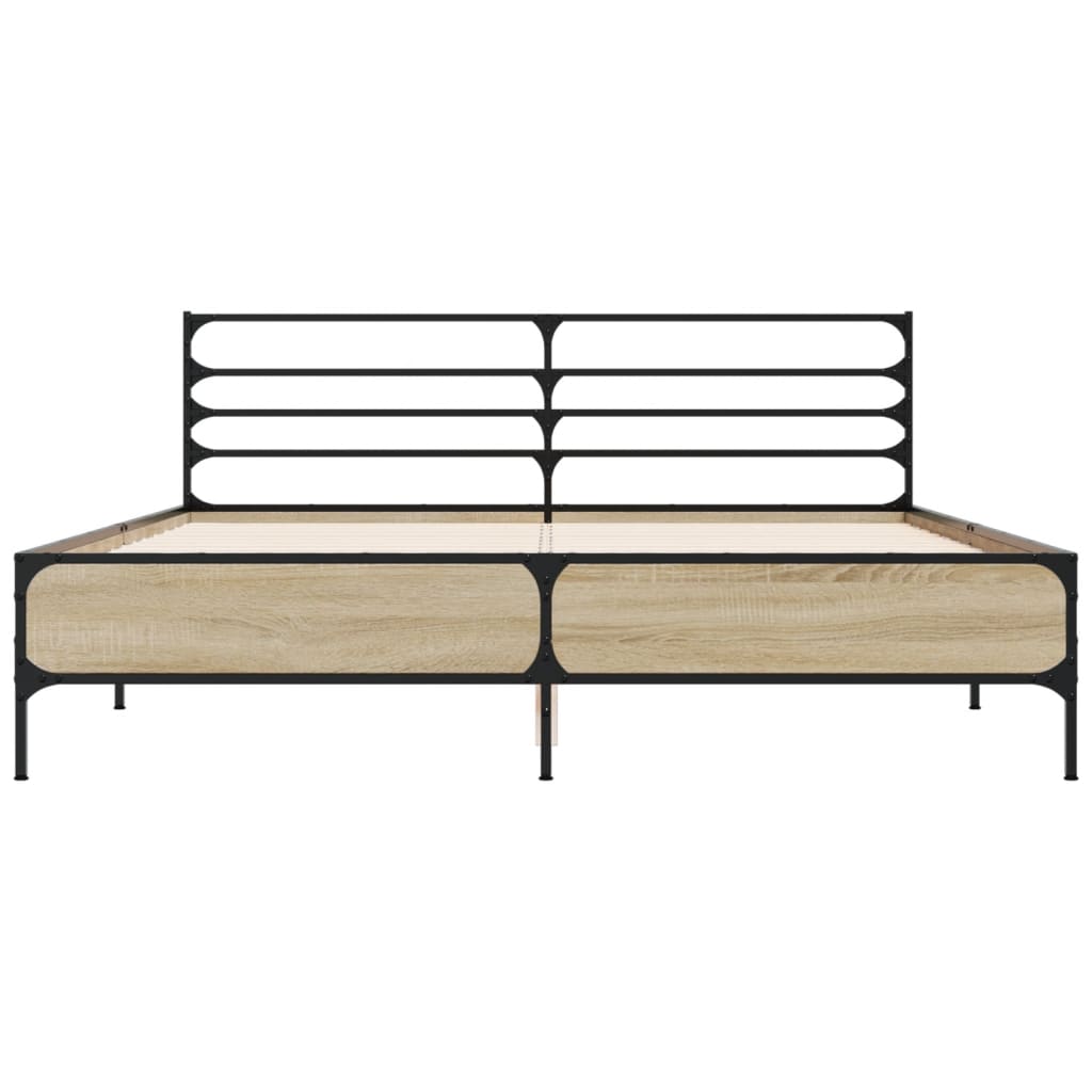 Modern Wooden & Metal Queen Size 160cm Bed Frame Base With Headboard