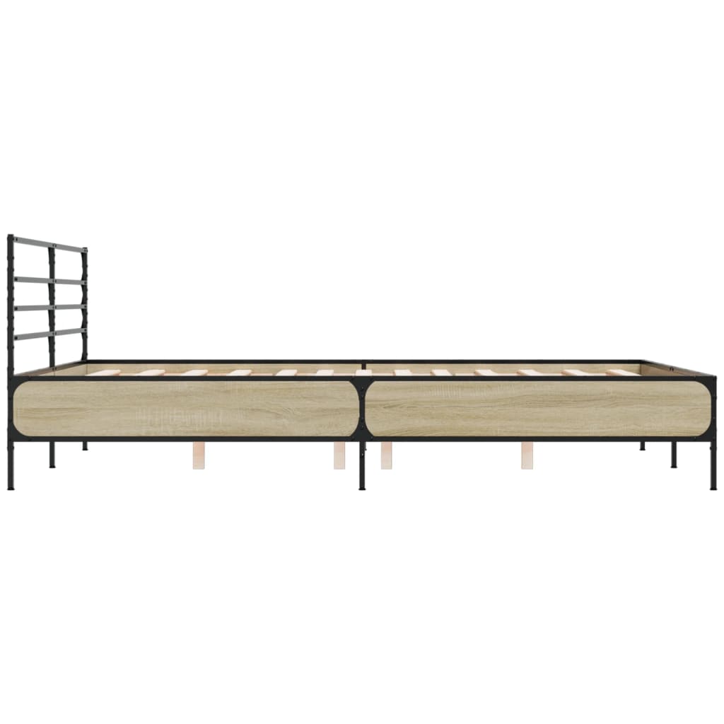 Modern Wooden & Metal Queen Size 160cm Bed Frame Base With Headboard