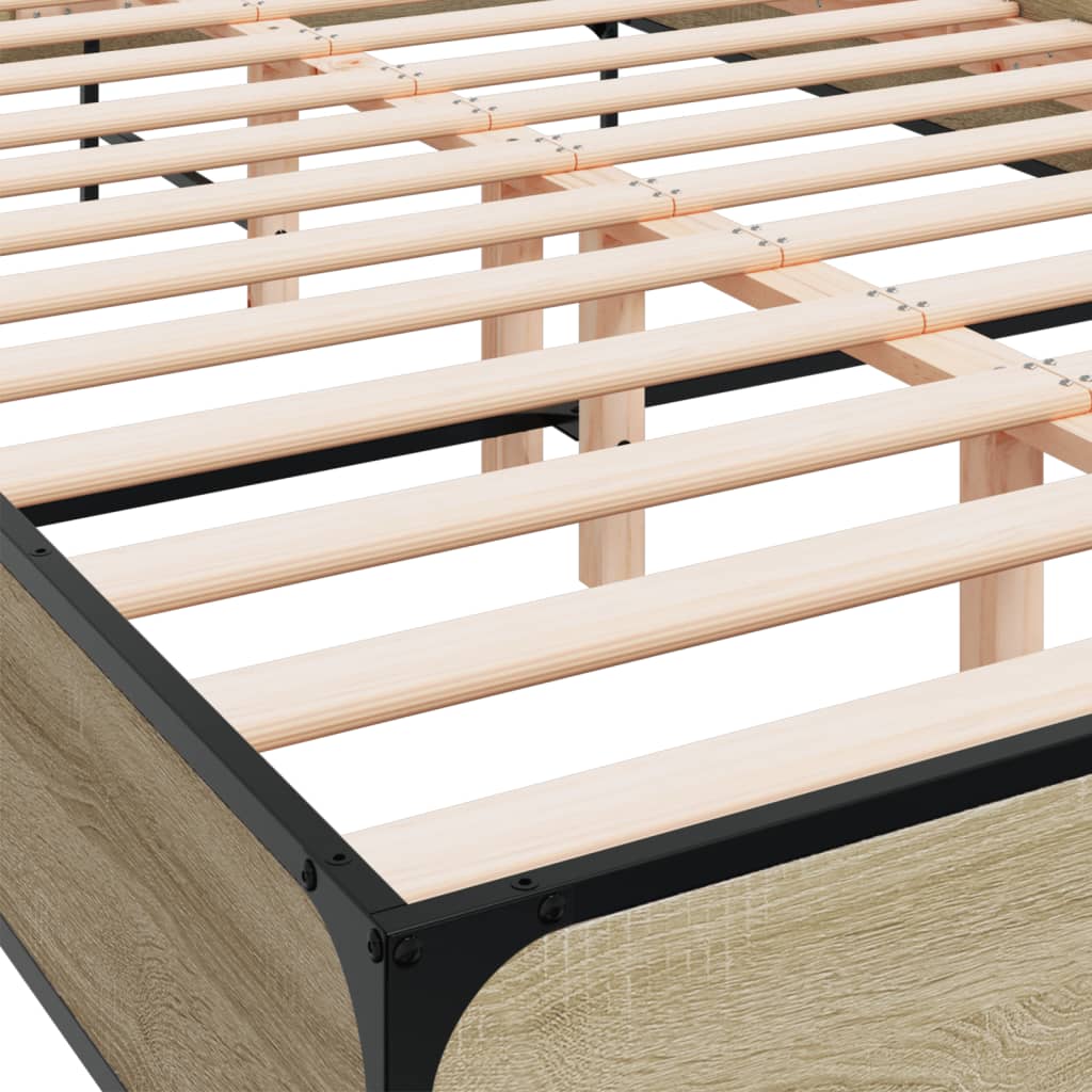 Modern Wooden & Metal Queen Size 160cm Bed Frame Base With Headboard