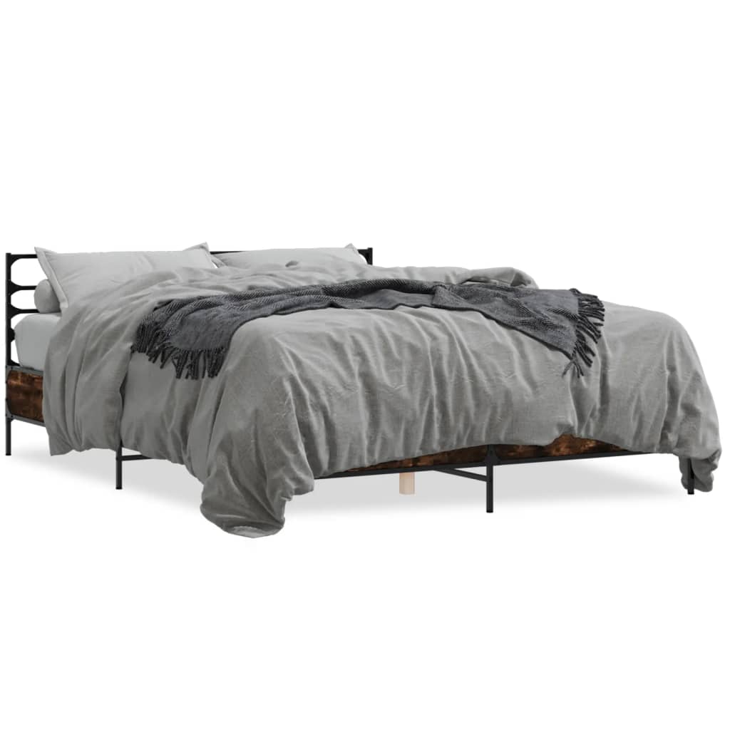 Modern Wooden & Metal Queen Size 160cm Bed Frame Base With Headboard