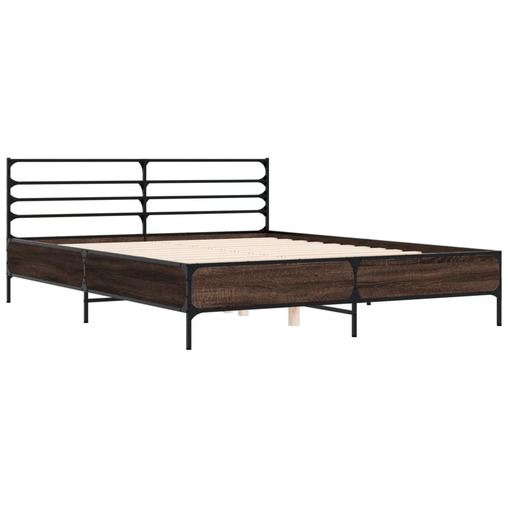 Modern Wooden & Metal Queen Size 160cm Bed Frame Base With Headboard