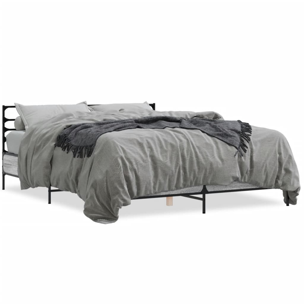 Bed Frame without Mattress Grey Sonoma 160x200 cm