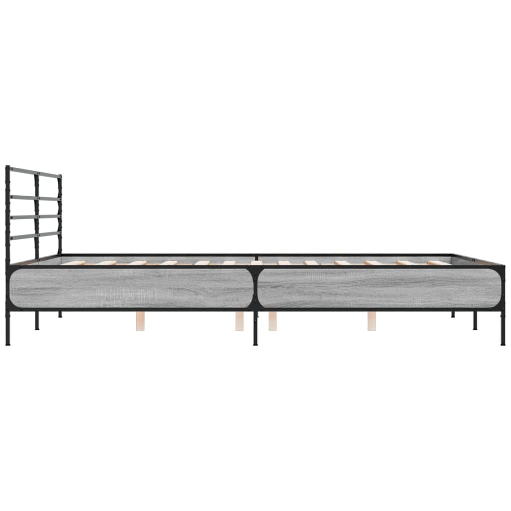 Modern Wooden & Metal Queen Size 160cm Bed Frame Base With Headboard