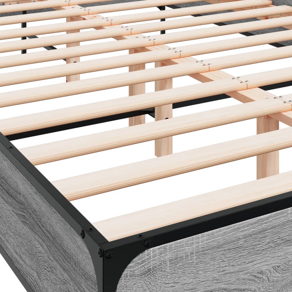 Modern Wooden & Metal Queen Size 160cm Bed Frame Base With Headboard