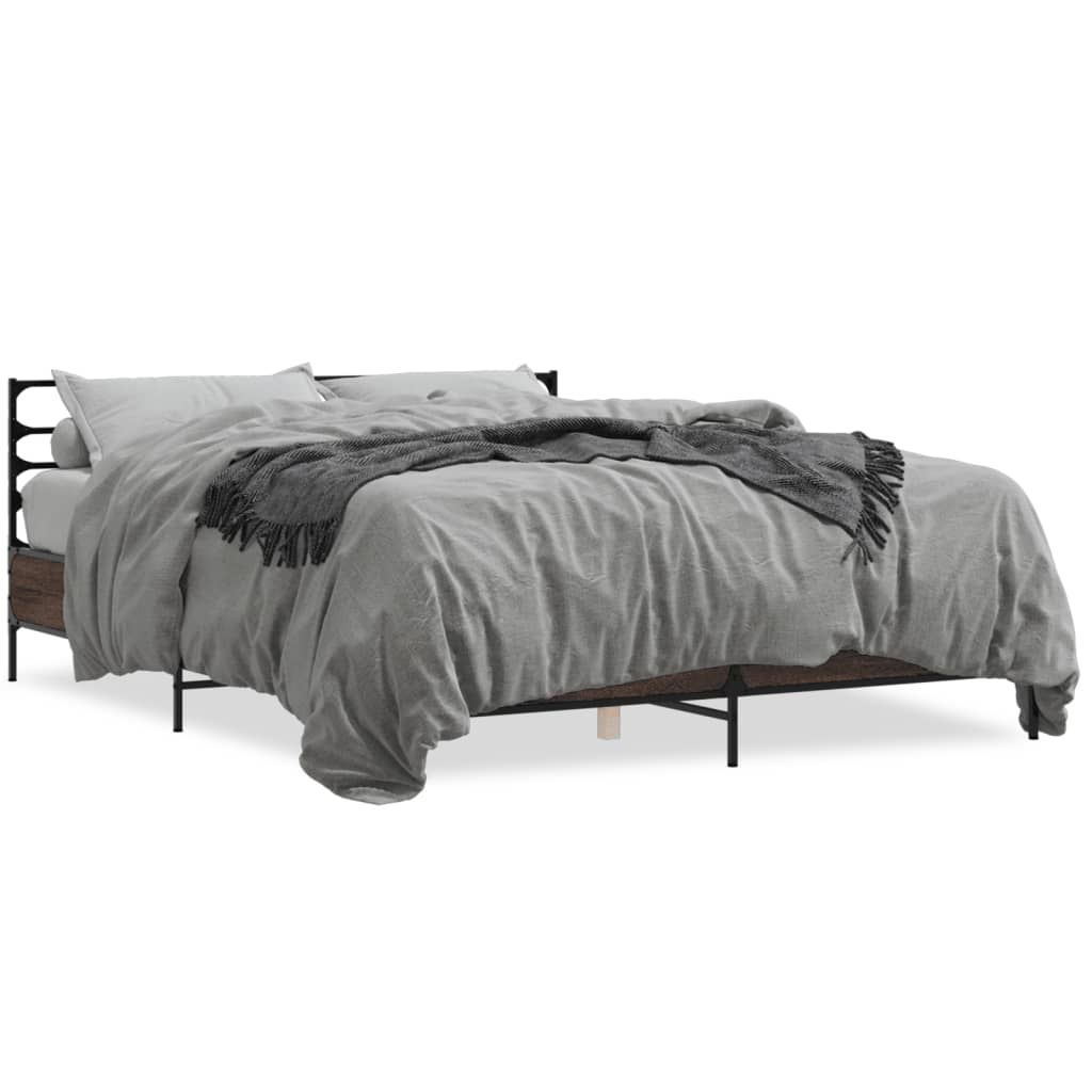 Modern Wooden & Metal Queen Size 160cm Bed Frame Base With Headboard