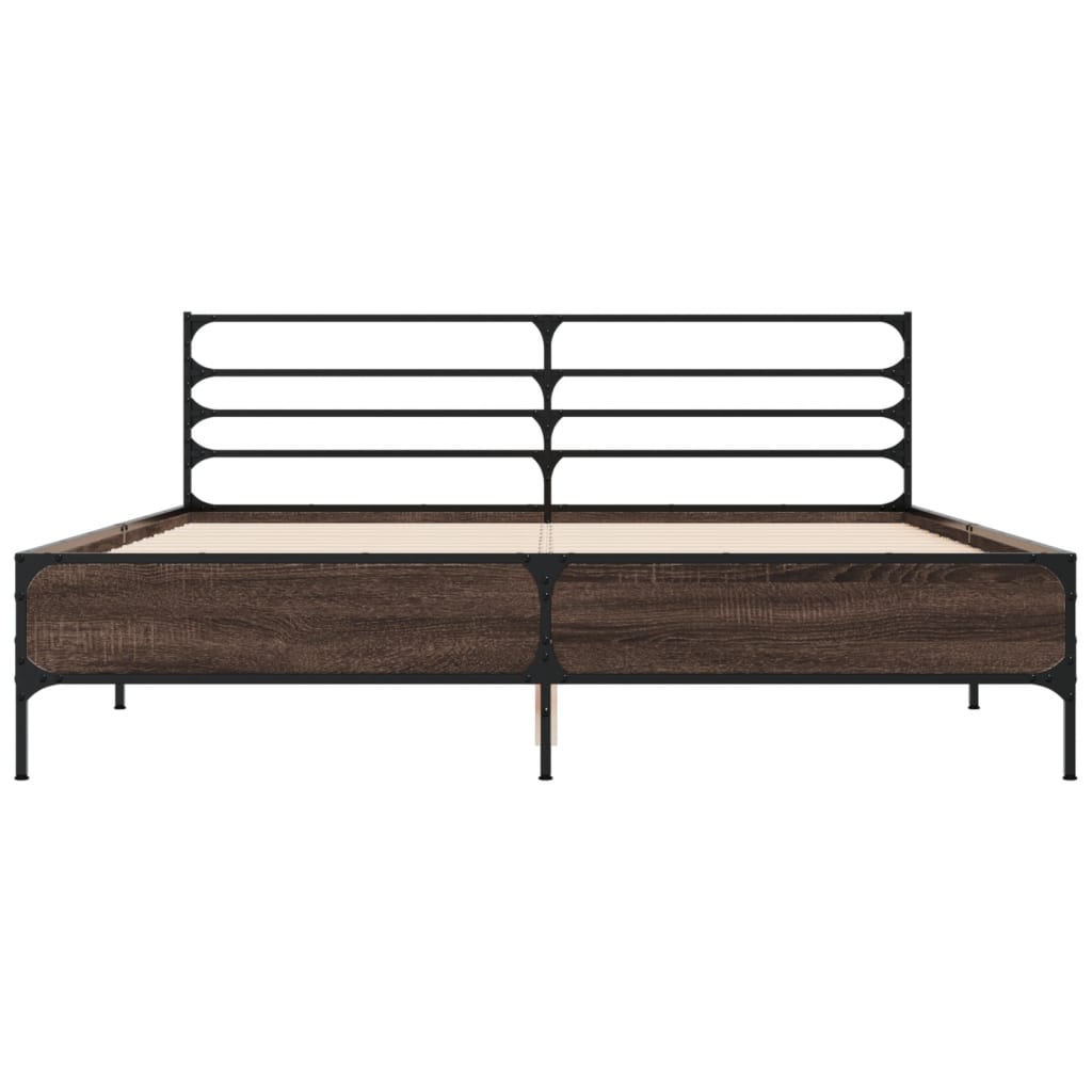 Modern Wooden & Metal Queen Size 160cm Bed Frame Base With Headboard