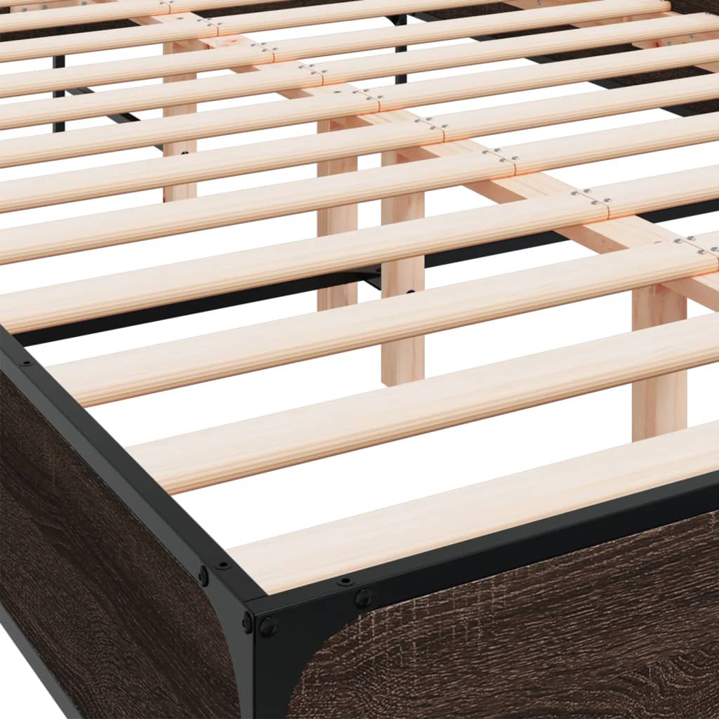 Modern Wooden & Metal Queen Size 160cm Bed Frame Base With Headboard