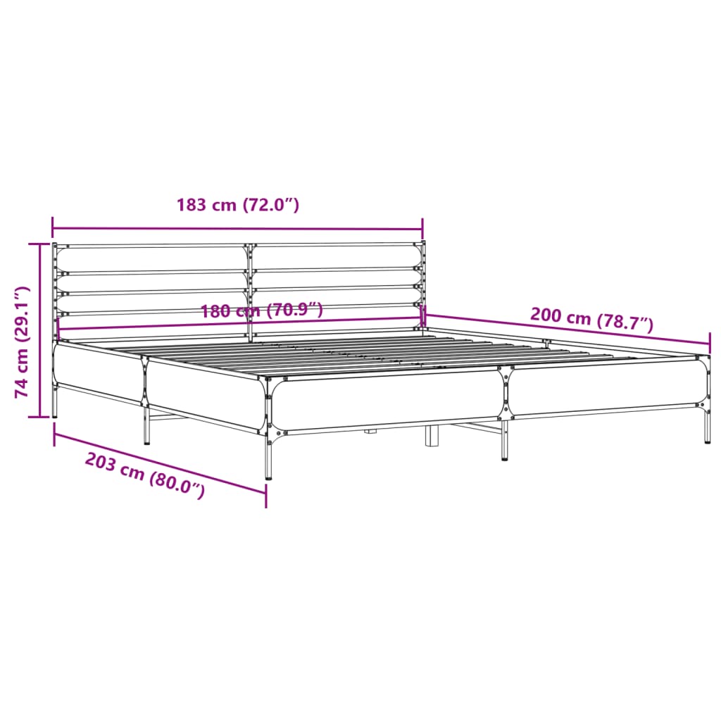 Modern Wooden & Metal Super King Size 180cm Bed Frame Base With Headboard