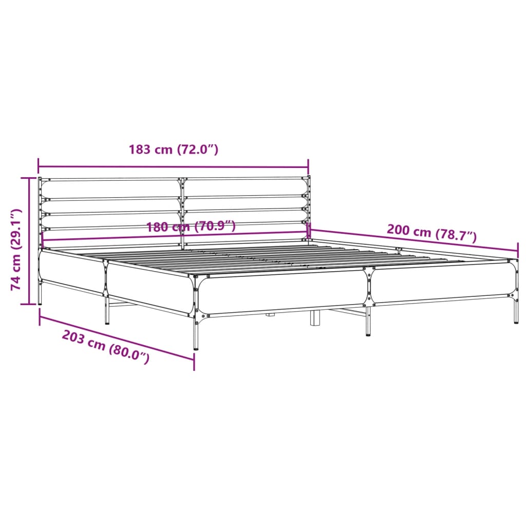 Modern Wooden & Metal Super King Size 180cm Bed Frame Base With Headboard