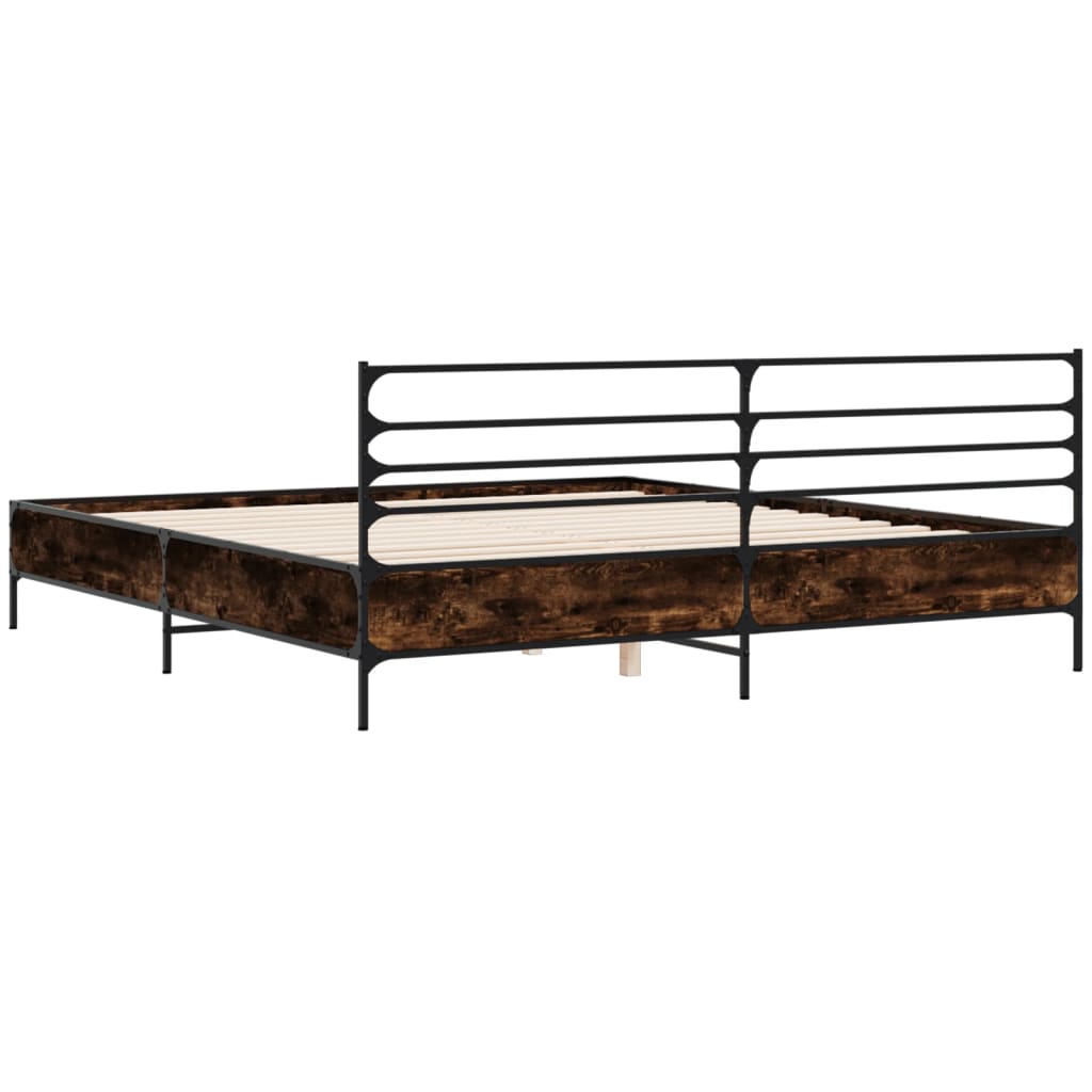 Bed Frame without Mattress Smoked Oak 180x200 cm Super King