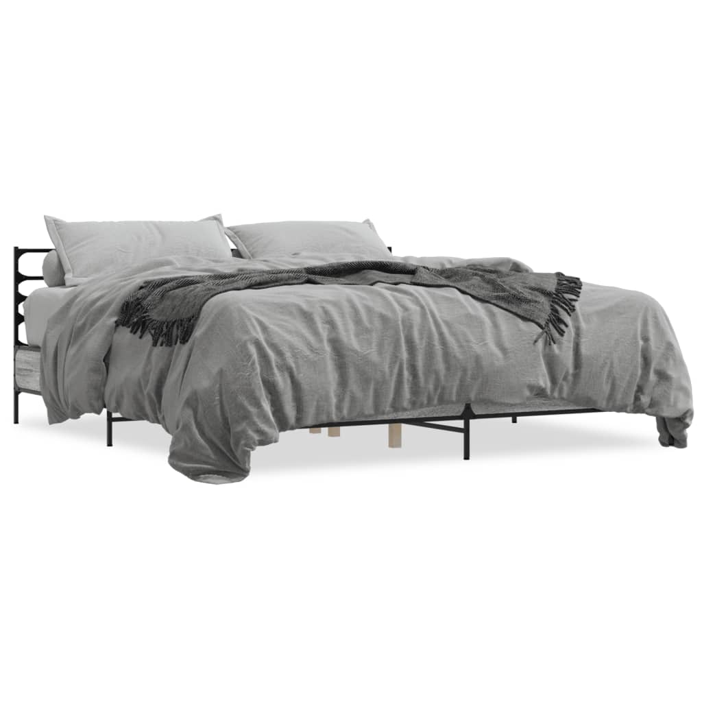 Modern Wooden & Metal Super King Size 180cm Bed Frame Base With Headboard