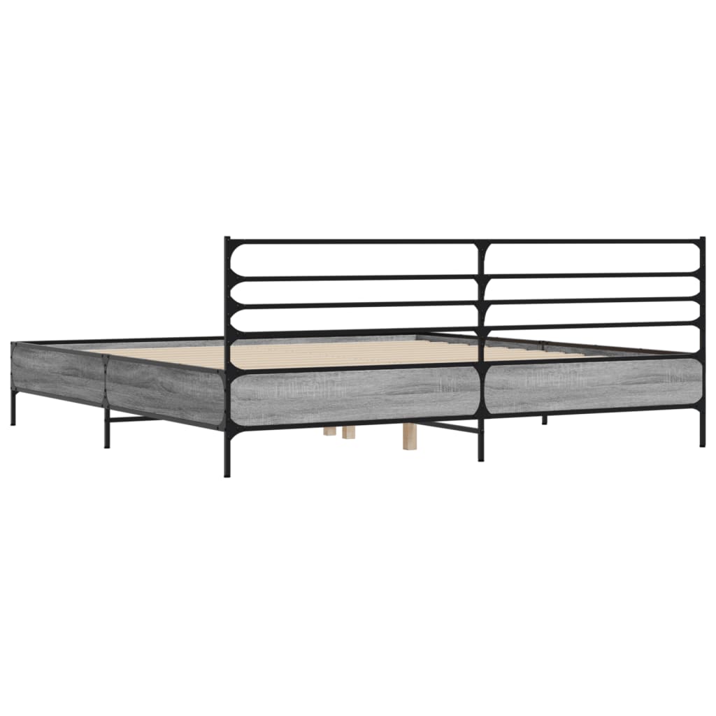 Modern Wooden & Metal Super King Size 180cm Bed Frame Base With Headboard