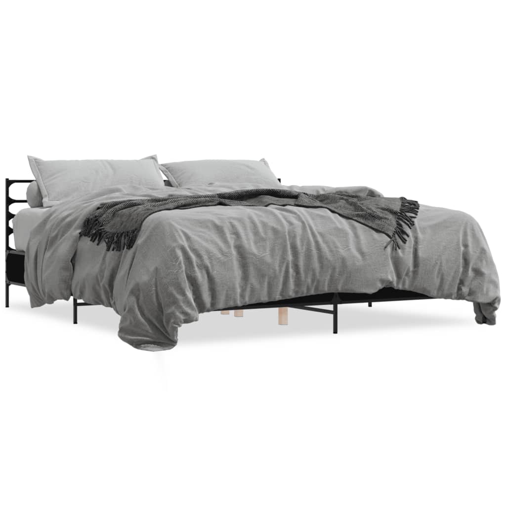 Modern Wooden & Metal Emperor Size 2m Bed Frame Base With Headboard