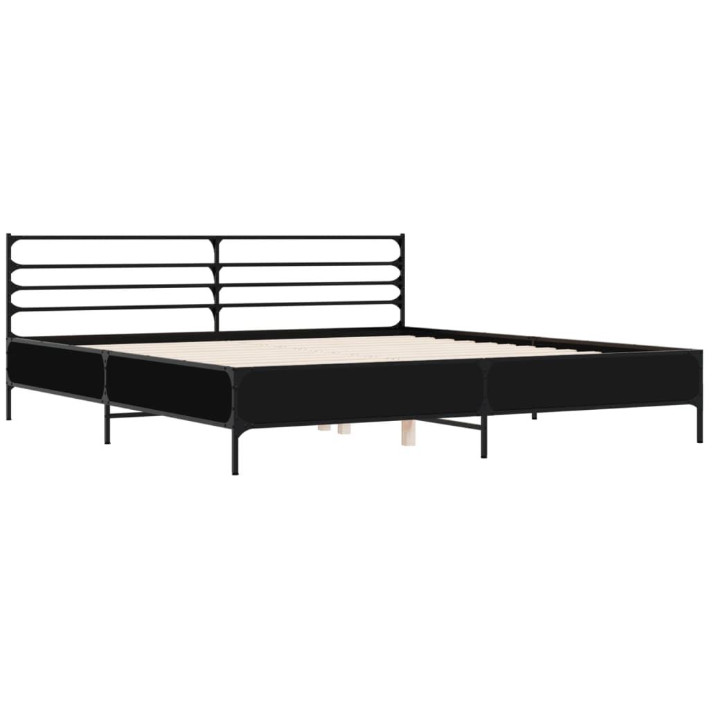 Modern Wooden & Metal Emperor Size 2m Bed Frame Base With Headboard
