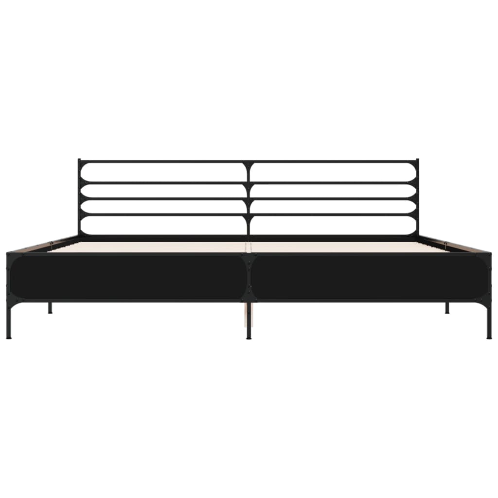 Modern Wooden & Metal Emperor Size 2m Bed Frame Base With Headboard