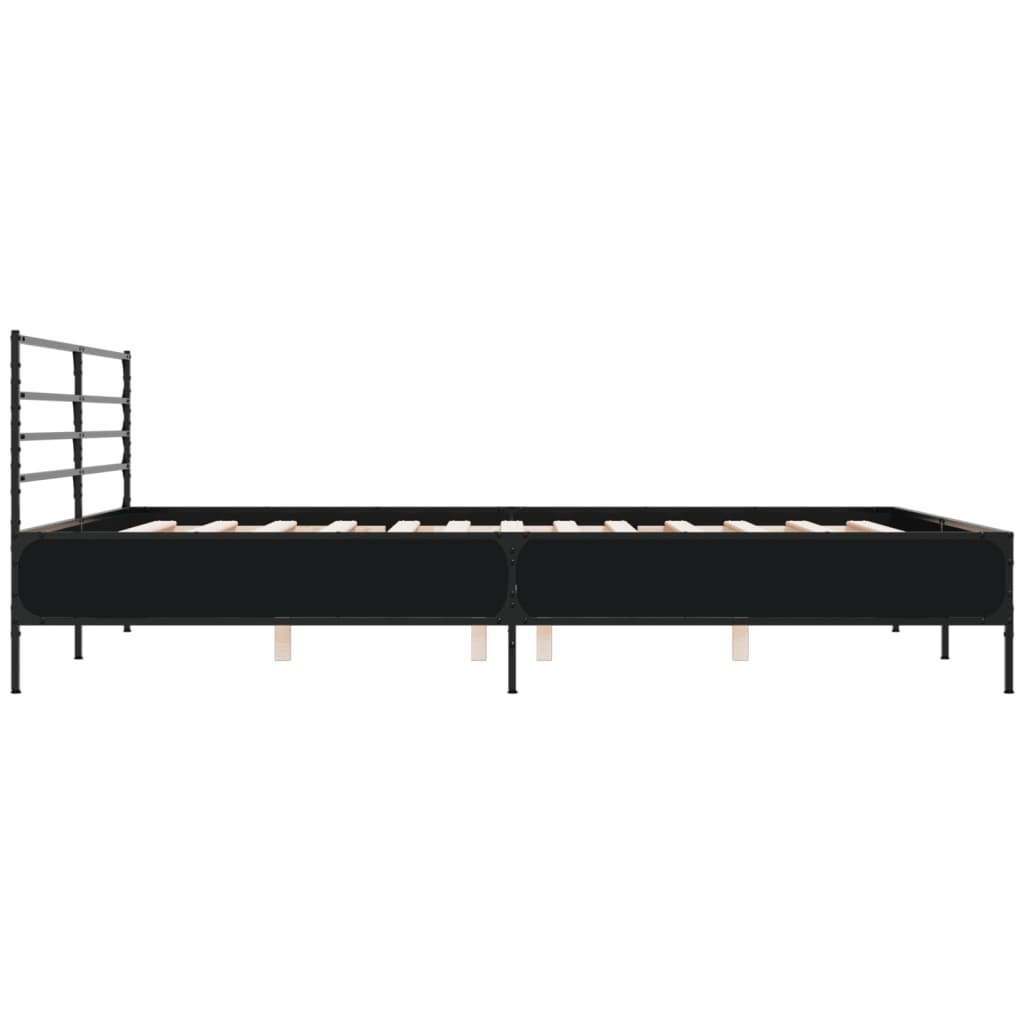 Modern Wooden & Metal Emperor Size 2m Bed Frame Base With Headboard