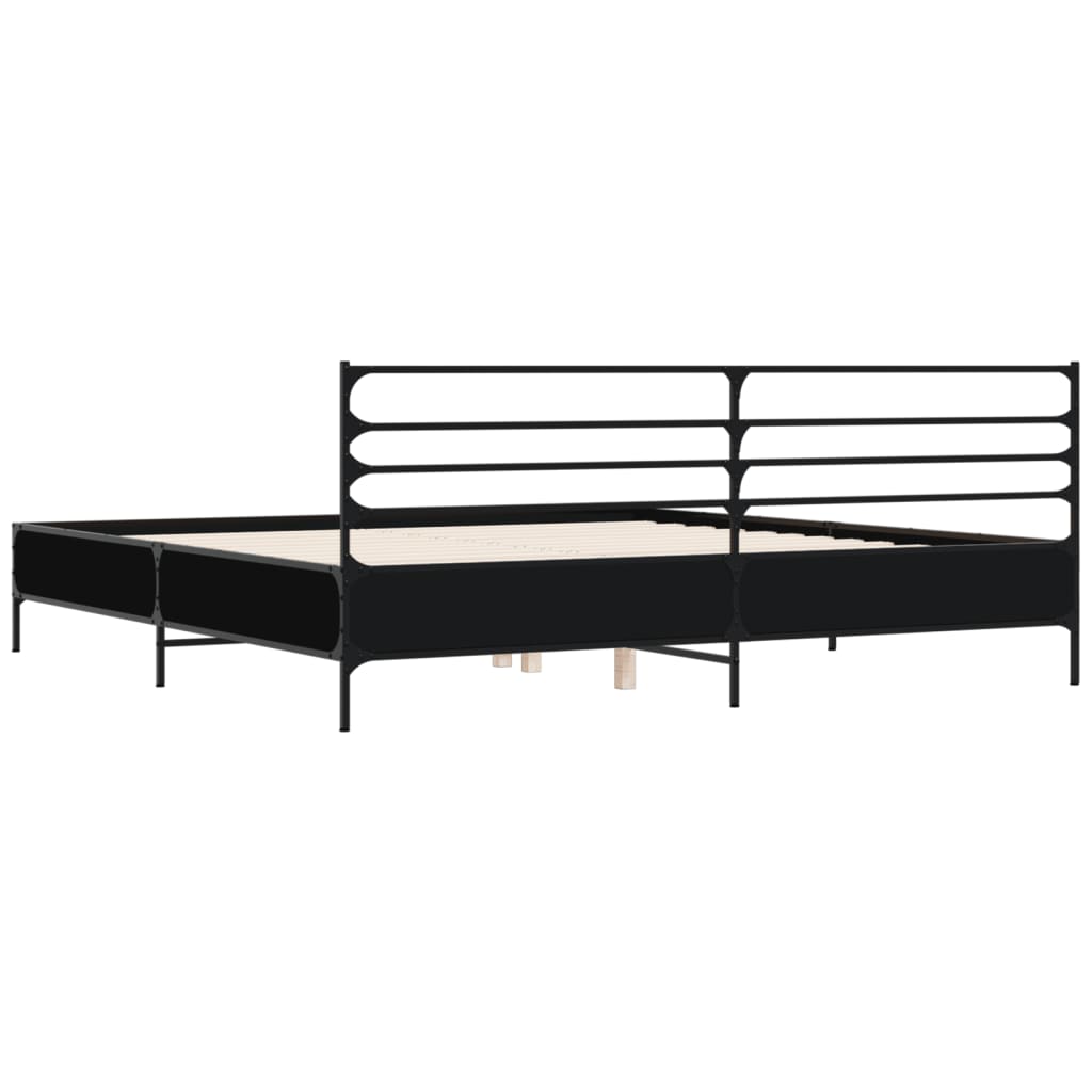 Modern Wooden & Metal Emperor Size 2m Bed Frame Base With Headboard
