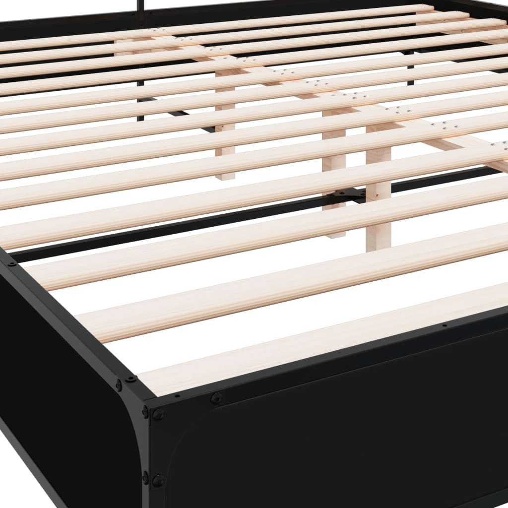 Modern Wooden & Metal Emperor Size 2m Bed Frame Base With Headboard