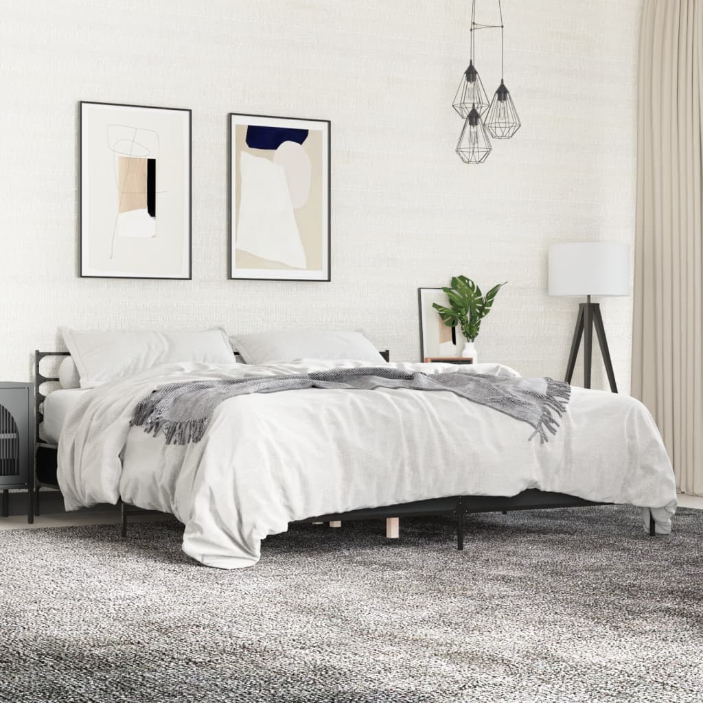 Modern Wooden & Metal Emperor Size 2m Bed Frame Base With Headboard