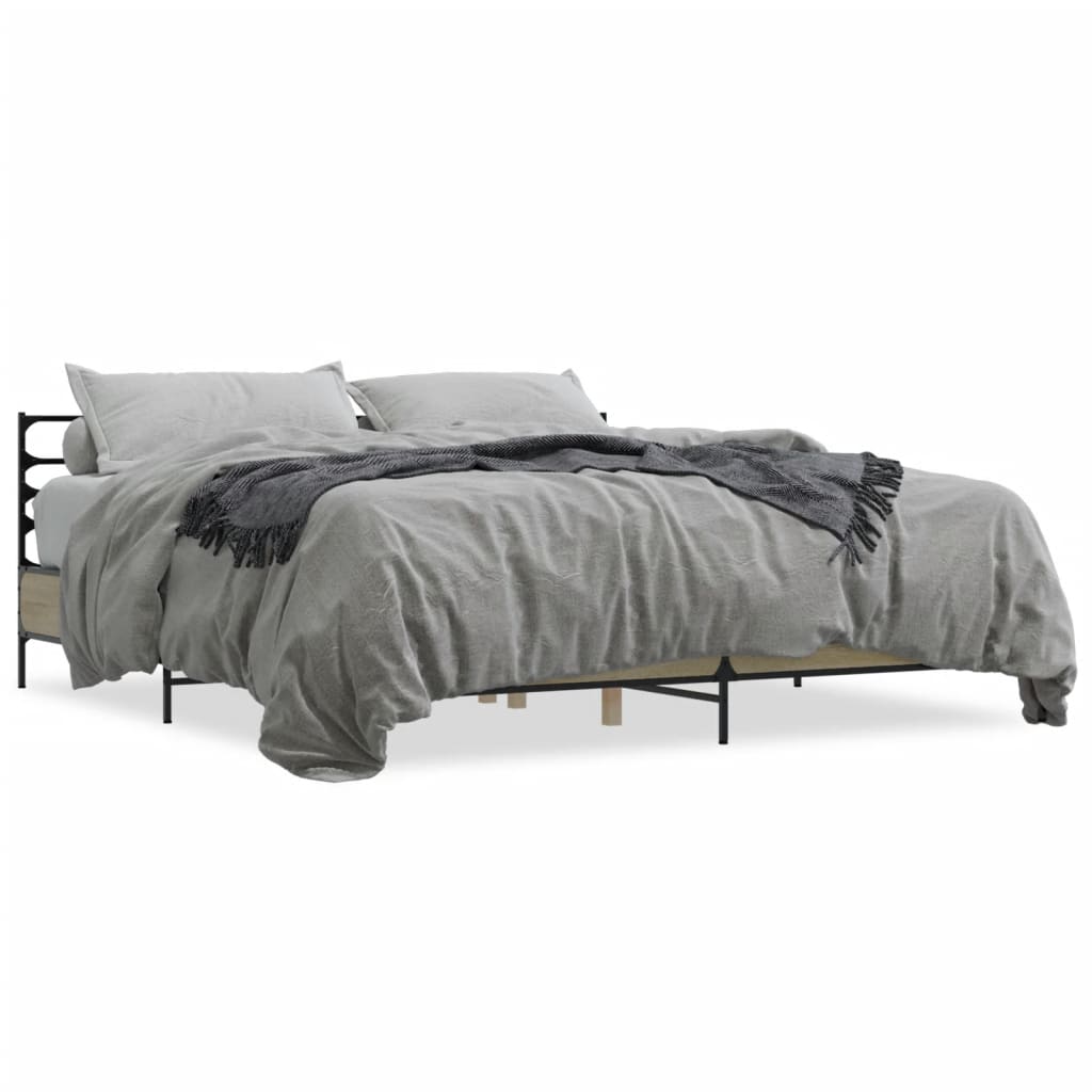 Modern Wooden & Metal Emperor Size 2m Bed Frame Base With Headboard