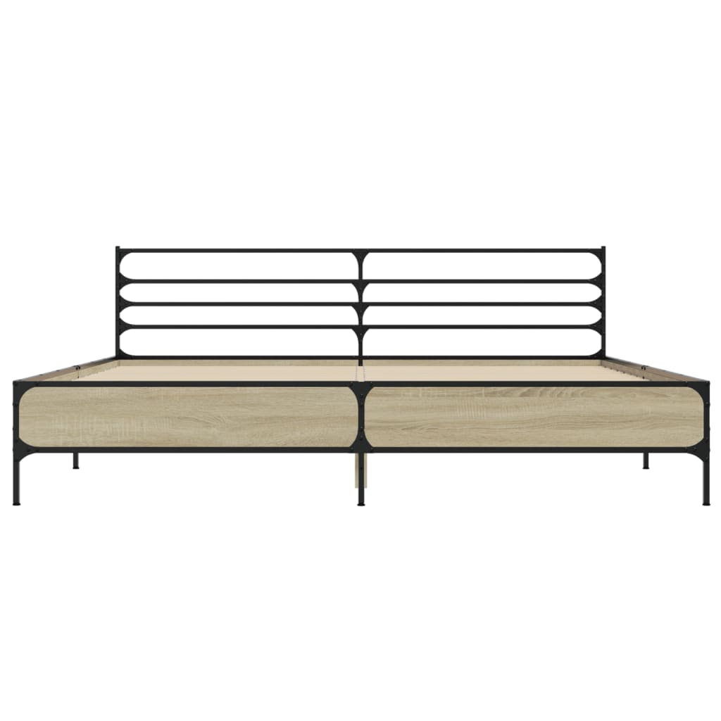 Modern Wooden & Metal Emperor Size 2m Bed Frame Base With Headboard