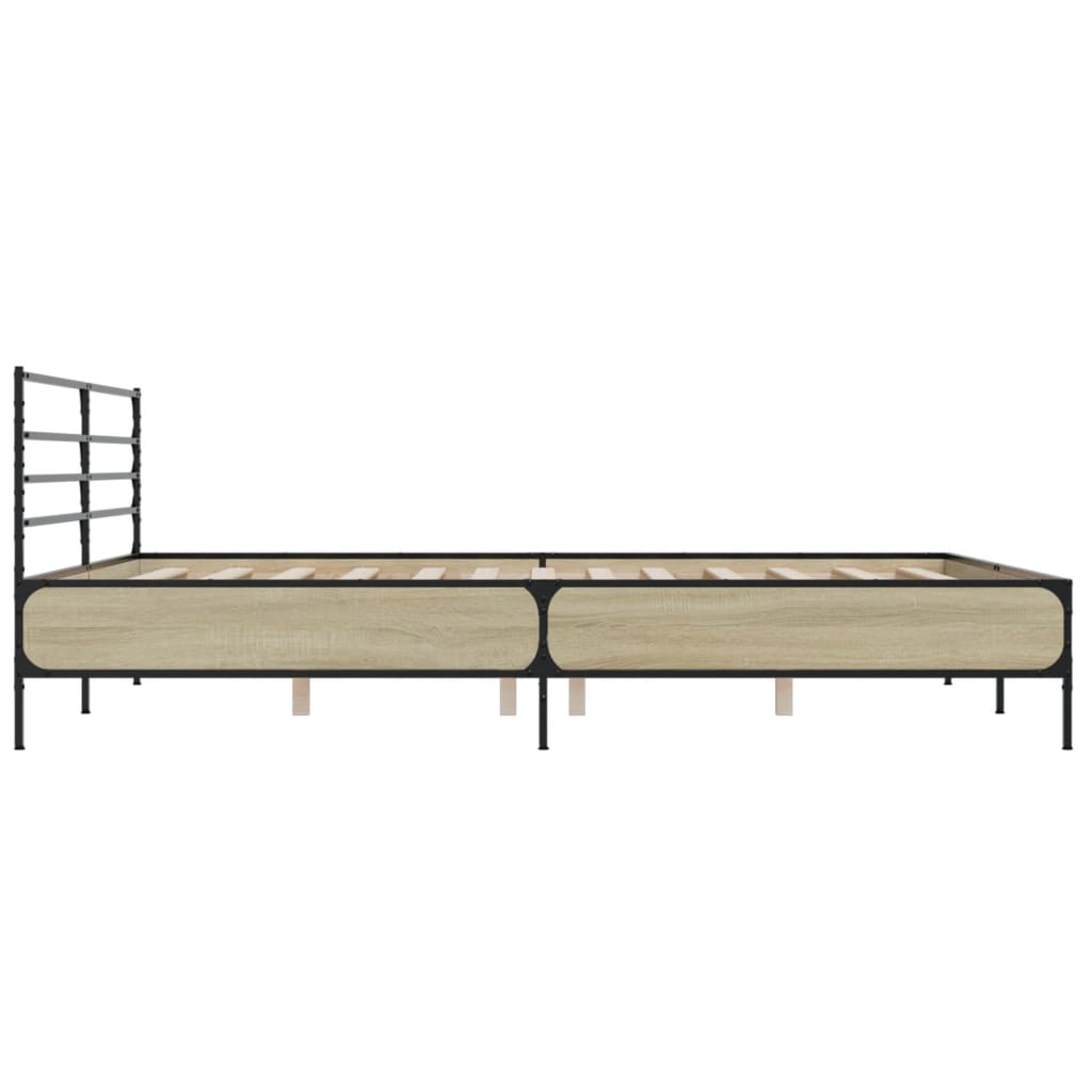 Modern Wooden & Metal Emperor Size 2m Bed Frame Base With Headboard