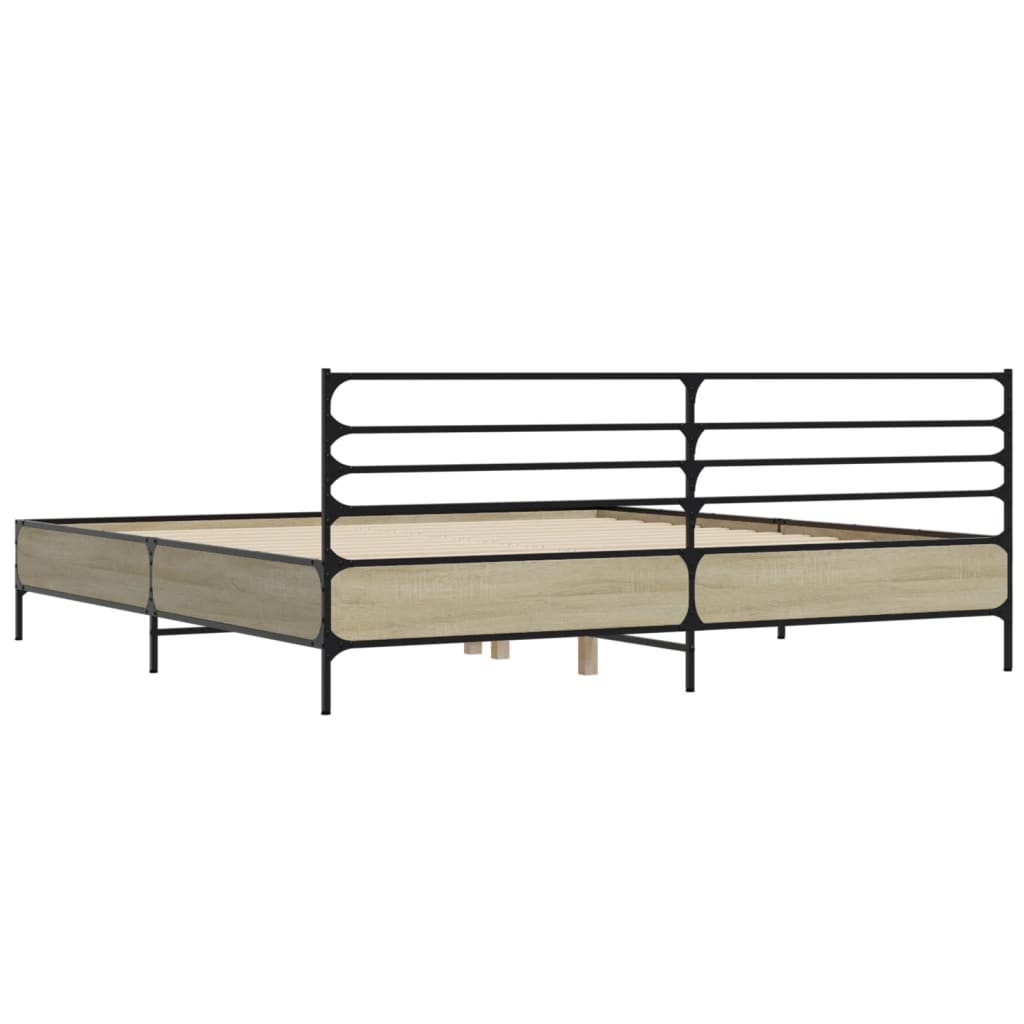 Modern Wooden & Metal Emperor Size 2m Bed Frame Base With Headboard