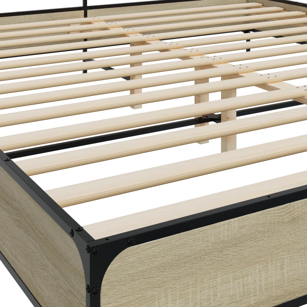 Modern Wooden & Metal Emperor Size 2m Bed Frame Base With Headboard