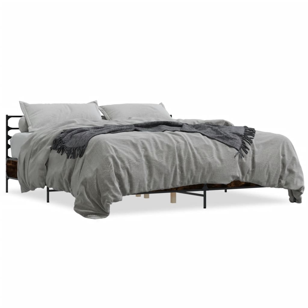 Modern Wooden & Metal Emperor Size 2m Bed Frame Base With Headboard