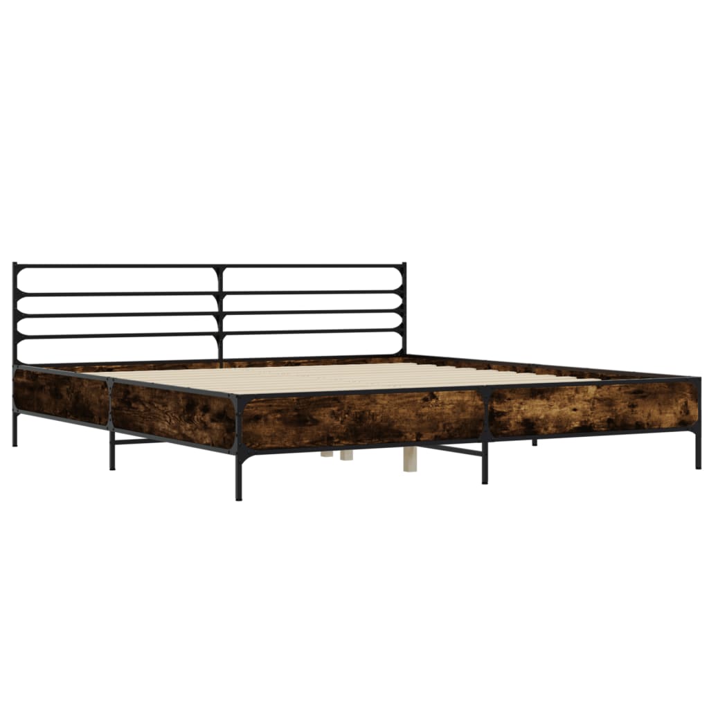Modern Wooden & Metal Emperor Size 2m Bed Frame Base With Headboard
